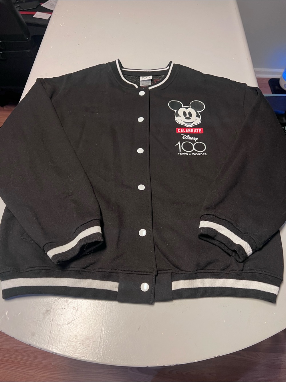 Disney Black Mickey Mouse 100 Years Snap-Front Jacket
